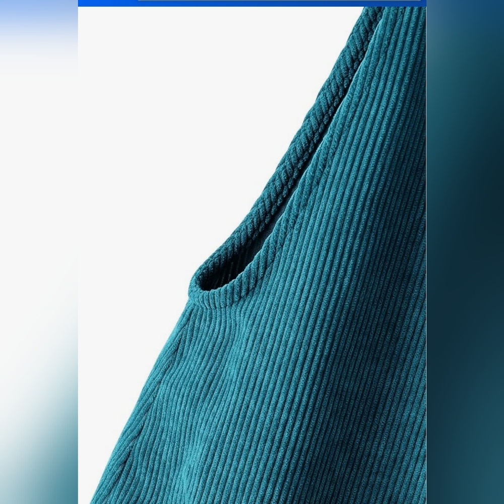 Women's Teal Corduroy Romper Short Overalls Size 0X (XL) - Picture 5 of 6